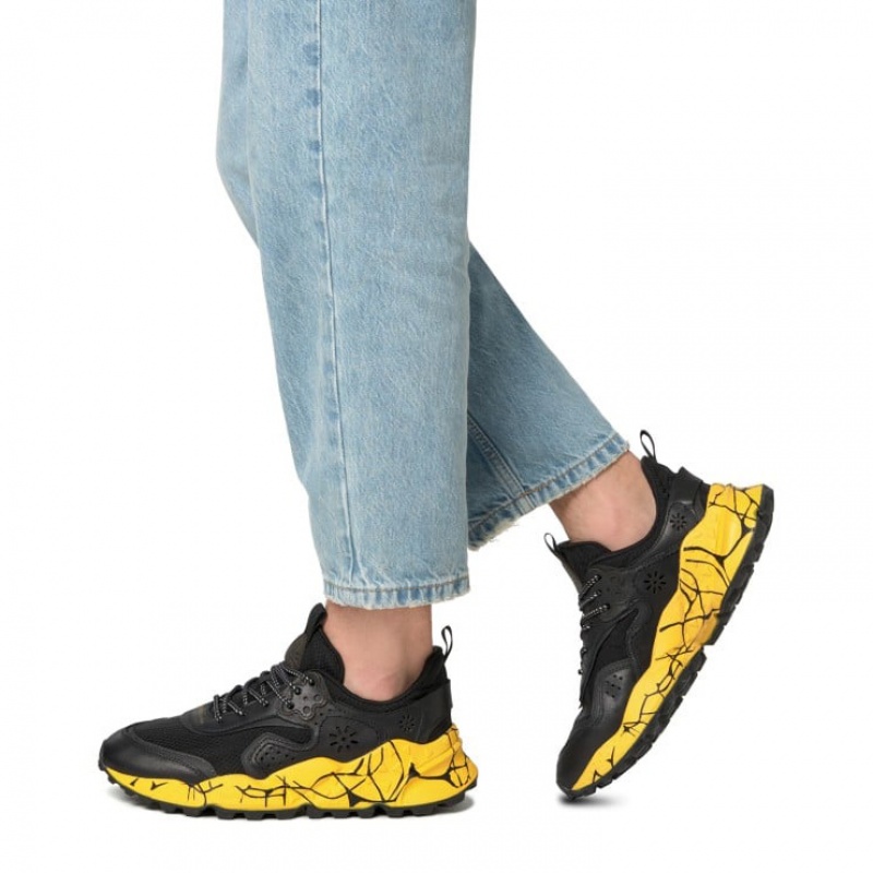 Men's Flower Mountain KOTETSU UNI Sneakers Black / Yellow | IESMTFIP