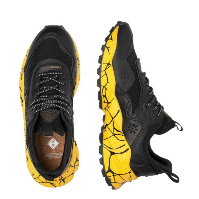 Men's Flower Mountain KOTETSU UNI Sneakers Black / Yellow | IESMTFIP