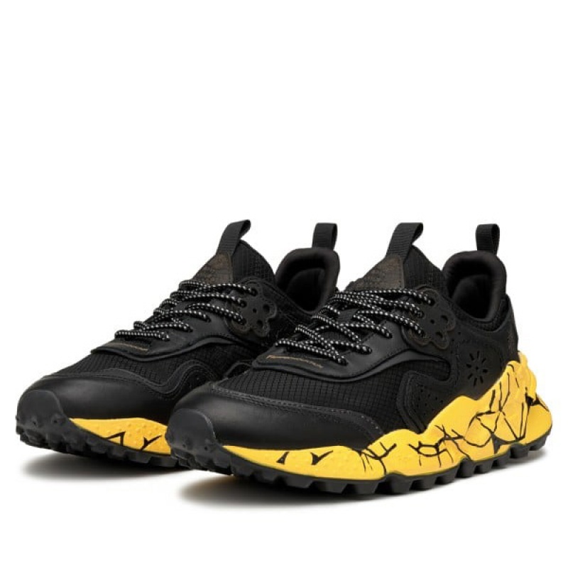 Men's Flower Mountain KOTETSU UNI Sneakers Black / Yellow | IESMTFIP