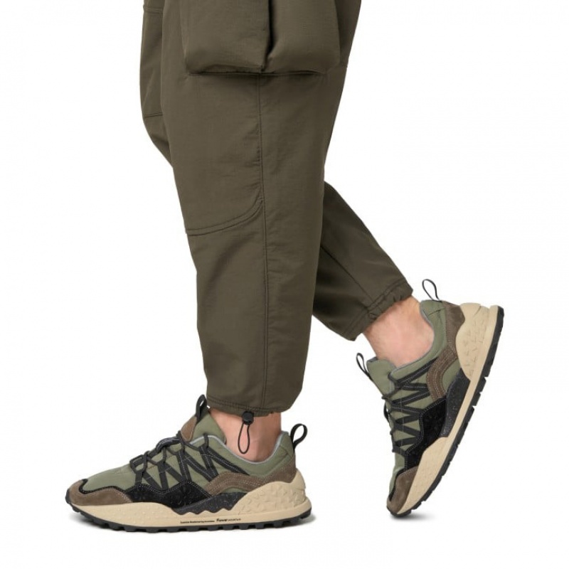 Men's Flower Mountain WASHI Sneakers Olive | IEHSEDXJ