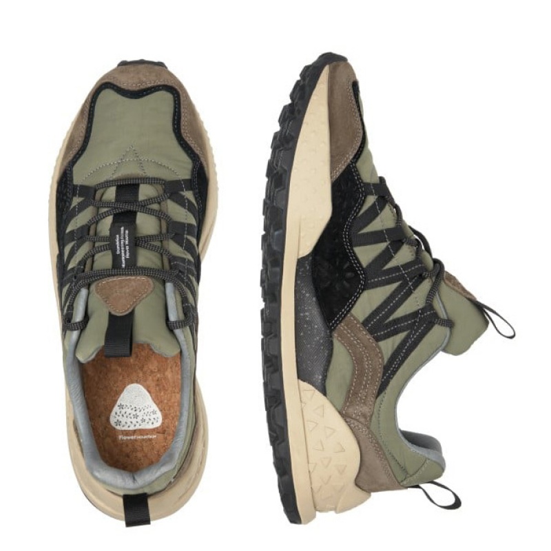 Men's Flower Mountain WASHI Sneakers Olive | IEHSEDXJ