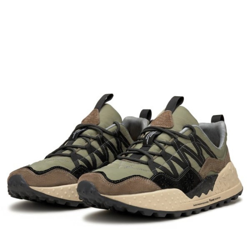 Men's Flower Mountain WASHI Sneakers Olive | IEHSEDXJ