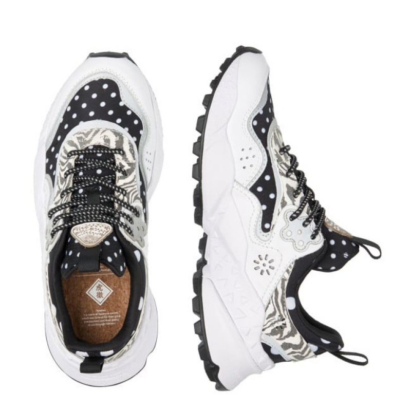 Women's Flower Mountain KOTETSU Sneakers Black / White | IEWOEJCI