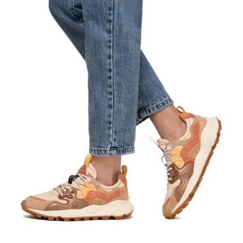 Women's Flower Mountain YAMANO 3 Sneakers Brown | IEUXQDHL